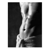 Six-Pack Abs Pinup Hunky Guy Template postcards