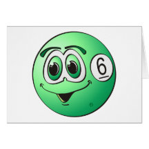 Six Pool Ball Cartoon Card