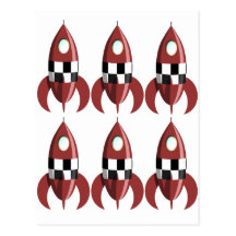 Six Red Rockets Postcards