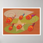 Six red snails posters