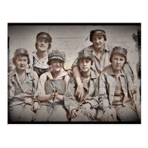 Six Women Workers on the Wharf WWII Postcard