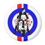 Sixties Scooter Rideron  target and stripes Fridge Magnet