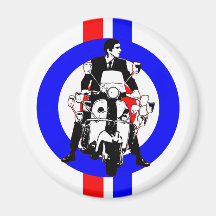 Sixties Scooter Rideron  target and stripes Fridge Magnet