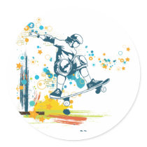 sk8er skateboarder vector round sticker