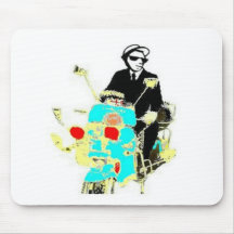 Ska on a Scoot. The 80's Ska man driving a scooter Mouse Pads
