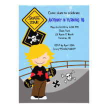 Skate Zone Boys Birthday Invitation