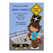 Skate Zone Boys Birthday Invitation
