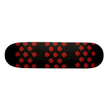 Skateboard Black Red Flowers
