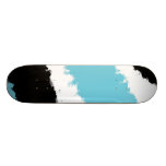 Skateboard, Digital Watercolor, Black, White, Cyan