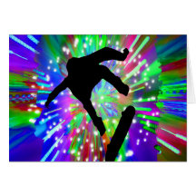 Skateboard Flip Out in Fireworks Card