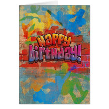 Skateboard Graffiti Birthday Greeting Card