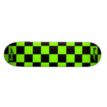 Skateboard - Green & Black Chequerboard
