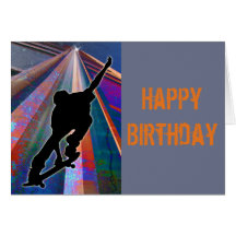 Skateboard on a Building Ray Card