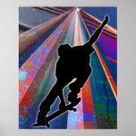 Skateboard on a Building Ray Posters