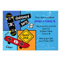 Skateboard Party Birthday Invitation