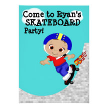 Skateboard Party Personalised Invitation