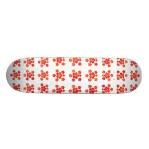 Skateboard Red Flowers White
