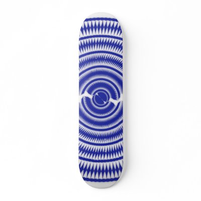 Skateboard - Spiral Pattern - Blue & White by spiritswitchboard