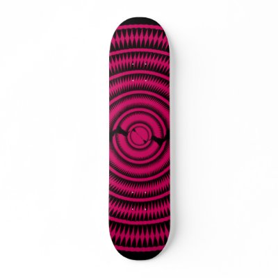 Skateboard - Spiral Pattern - Hot Pink & Black by spiritswitchboard