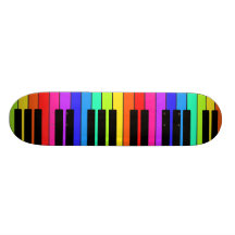 Skateboard With Large Multicolored Keyboard Design
