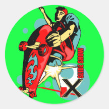 Skateboard X slide show Round Sticker