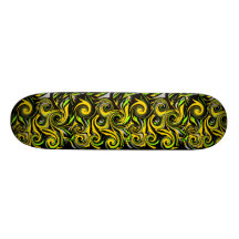 Skateboard Yellow Swirl on Black