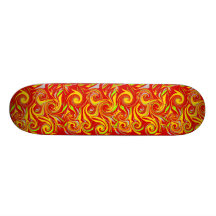 Skateboard Yellow Swirl on Red