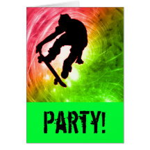 Skateboarder in a Psychedelic Cyclone Party Card