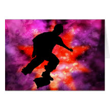 Skateboarder in Cosmic Clouds Cards