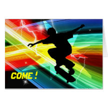 Skateboarder in Criss Cross Lightning Party Greeting Card