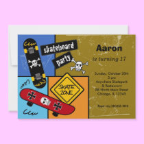Skateboarding Birthday (Brown) invitations