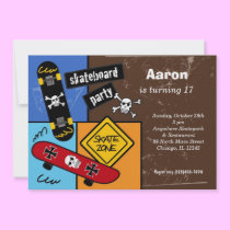 Skateboarding Birthday (Dark Brown) invitations