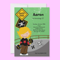 Skateboarding Birthday (Green) invitations