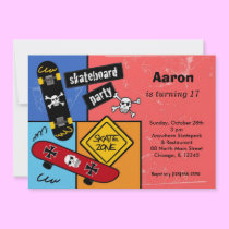 Skateboarding Birthday invitations