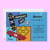 Skateboarding Birthday (Light Blue) invitations
