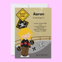 Skateboarding Birthday (Light Brown) invitations