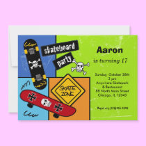 Skateboarding Birthday (Lime) invitations