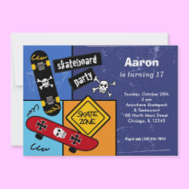 Skateboarding Birthday (Navi Blue) invitations