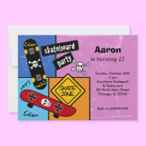 Skateboarding Birthday (Pink) invitations