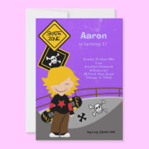 Skateboarding Birthday (Purple) invitations