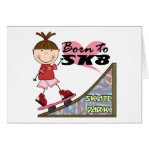 SKATEBOARDING - Brunette Girl Tshirts and Gifts Greeting Cards