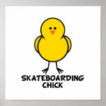 Skateboarding Chick Print