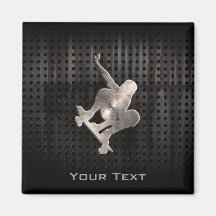 Skateboarding; Cool Black Fridge Magnets