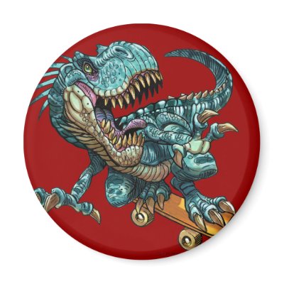 Skateboarding Dinosaur Magnet by chiodobros