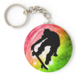 Skateboarding in a Psychedelic Cyclone keychains