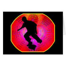 Skateboarding on Fluorescent Starburst Greeting Card
