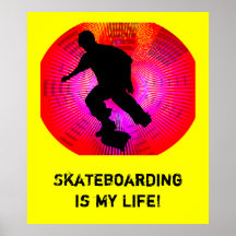 Skateboarding on Fluorescent Starburst Print