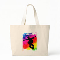 Skateboarding on Rainbow Grunge Canvas Bag