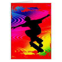 Skateboarding on Rainbow Grunge Cards