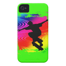 Skateboarding on Rainbow Grunge iPhone 4 Cover